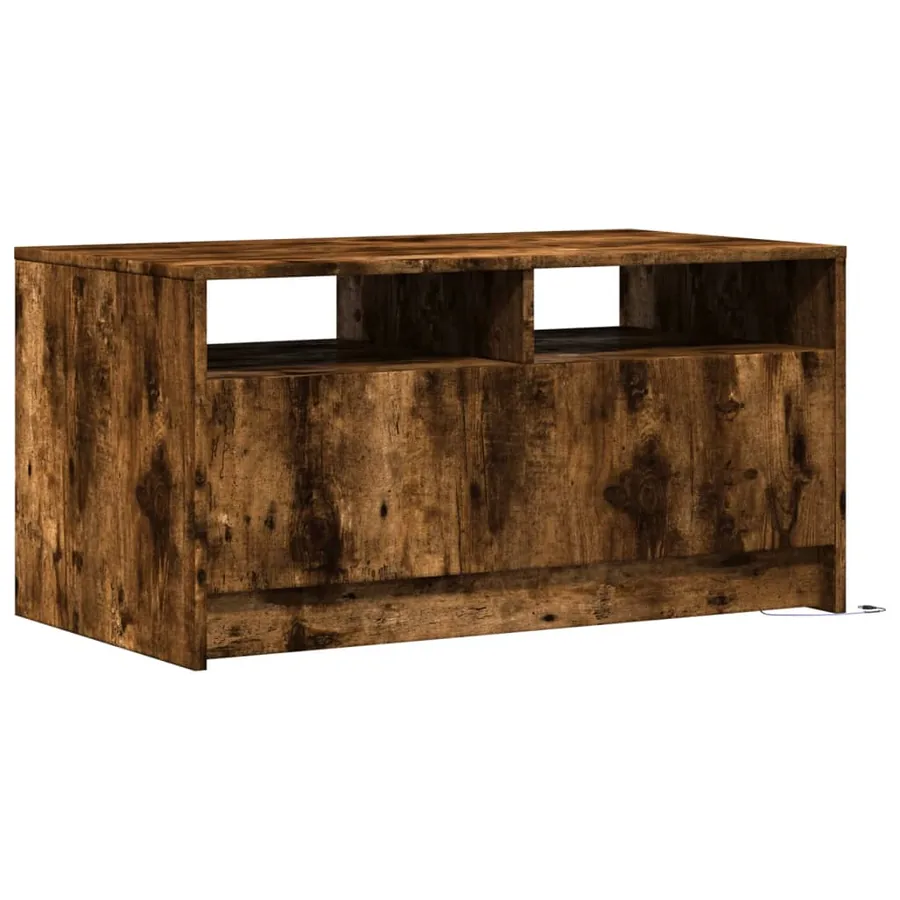 Table basse avec lumières LED chêne fumé ois d'ingénierie - 8