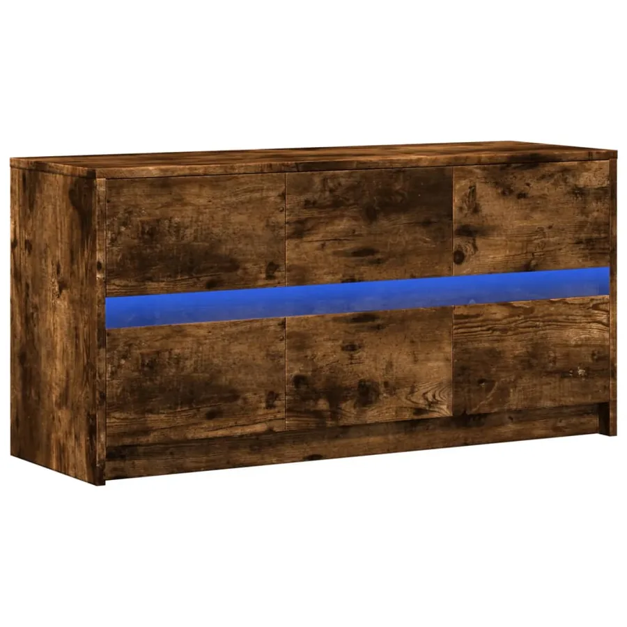 Meuble TV avec LED chêne fumé 100x34x50 cm bois d'ingénierie - 5