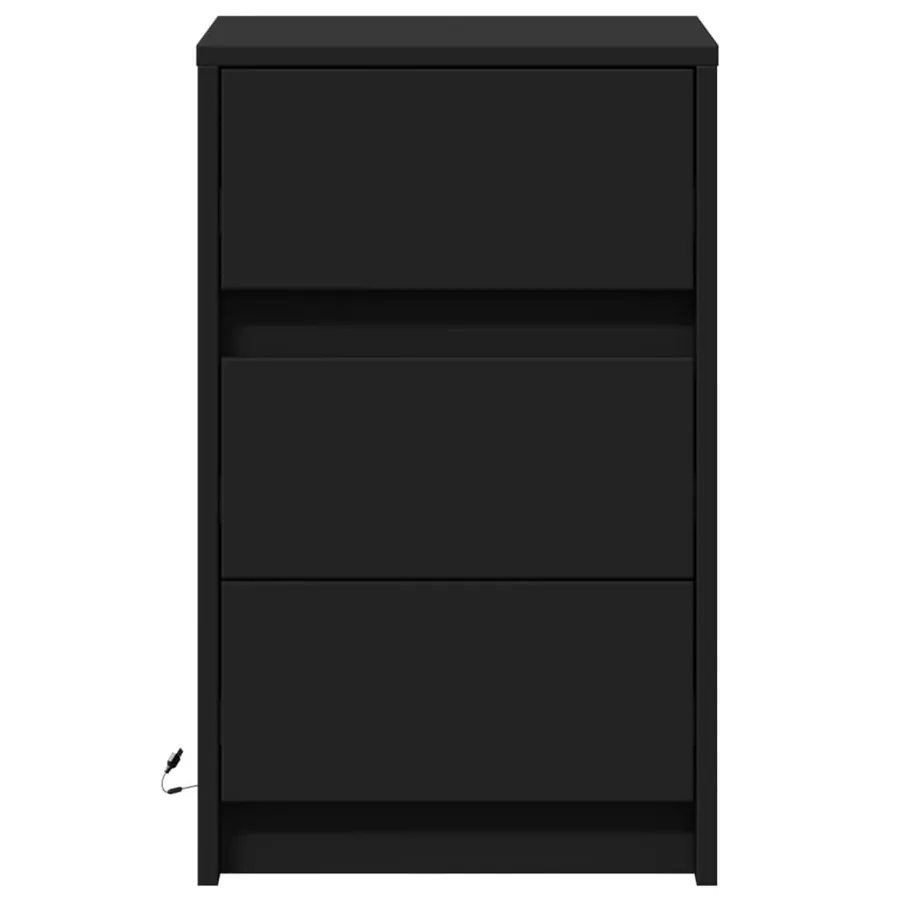 Armoire de chevet avec lumières LED noir bois d'ingénierie - 6