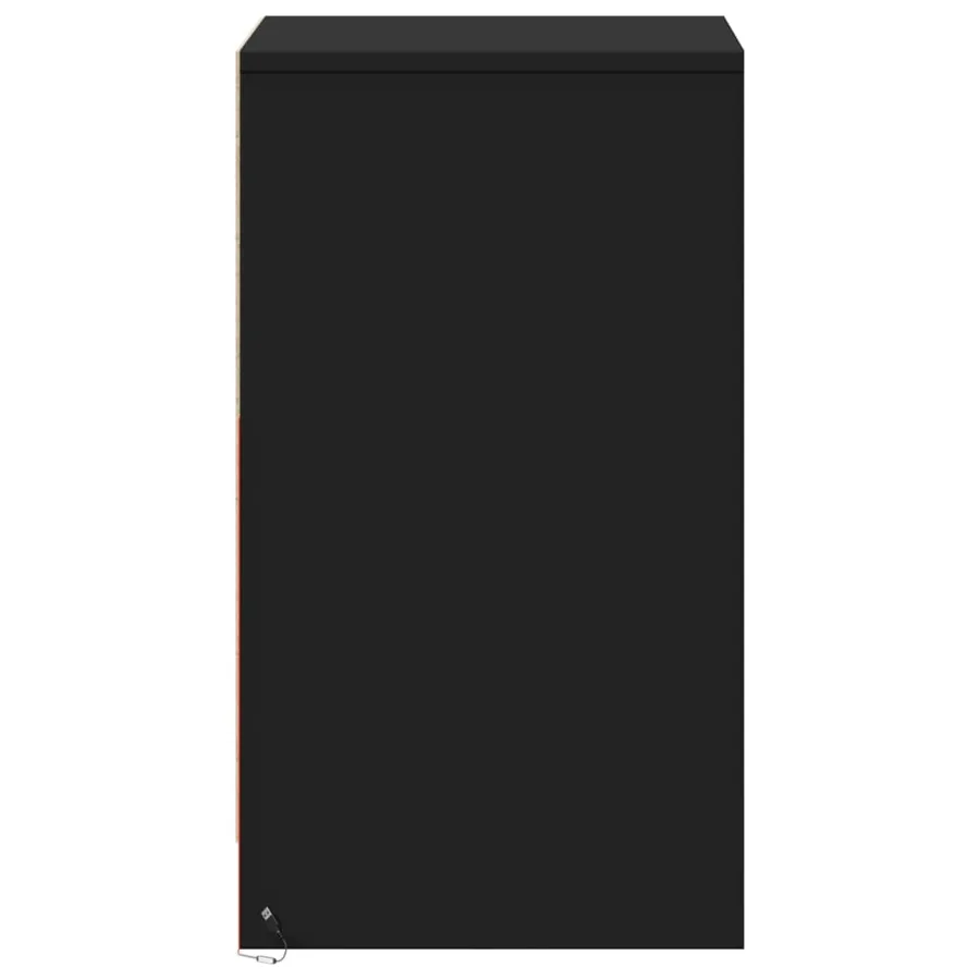 Armoire de chevet avec lumières LED noir bois d'ingénierie - 7