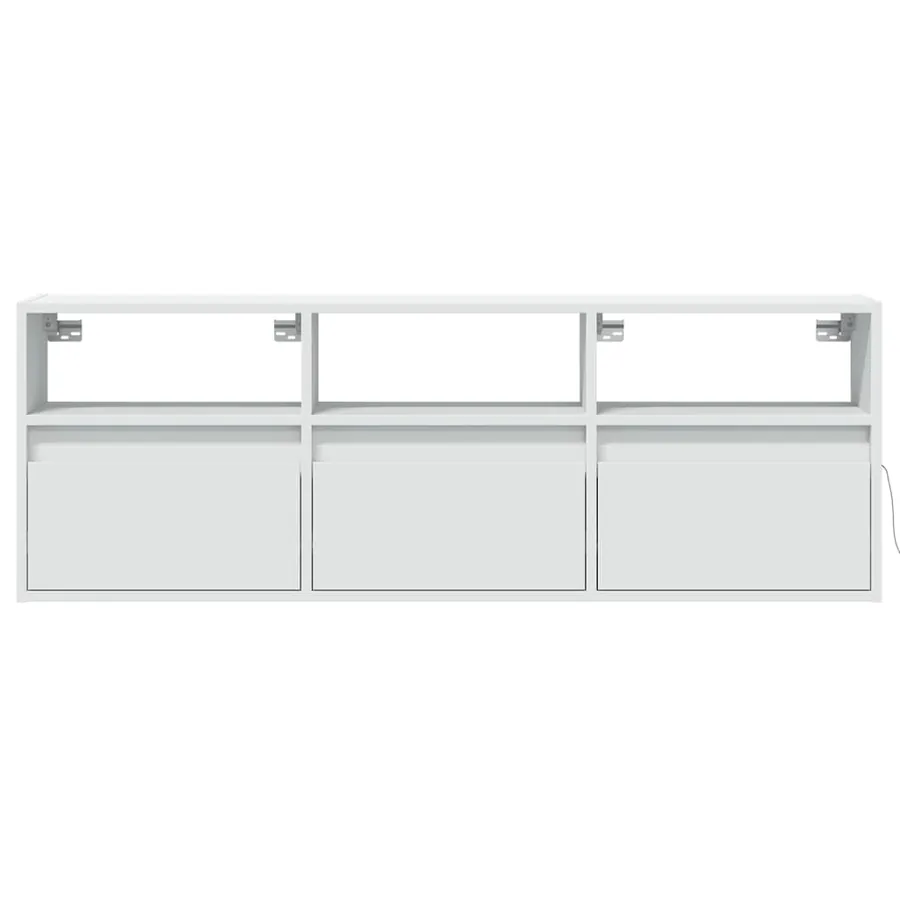 Meuble TV mural avec lumières LED blanc 130x31x45 cm - 6