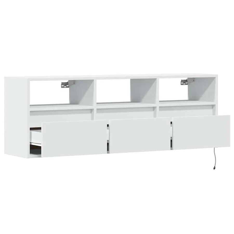 Meuble TV mural avec lumières LED blanc 130x31x45 cm - 9