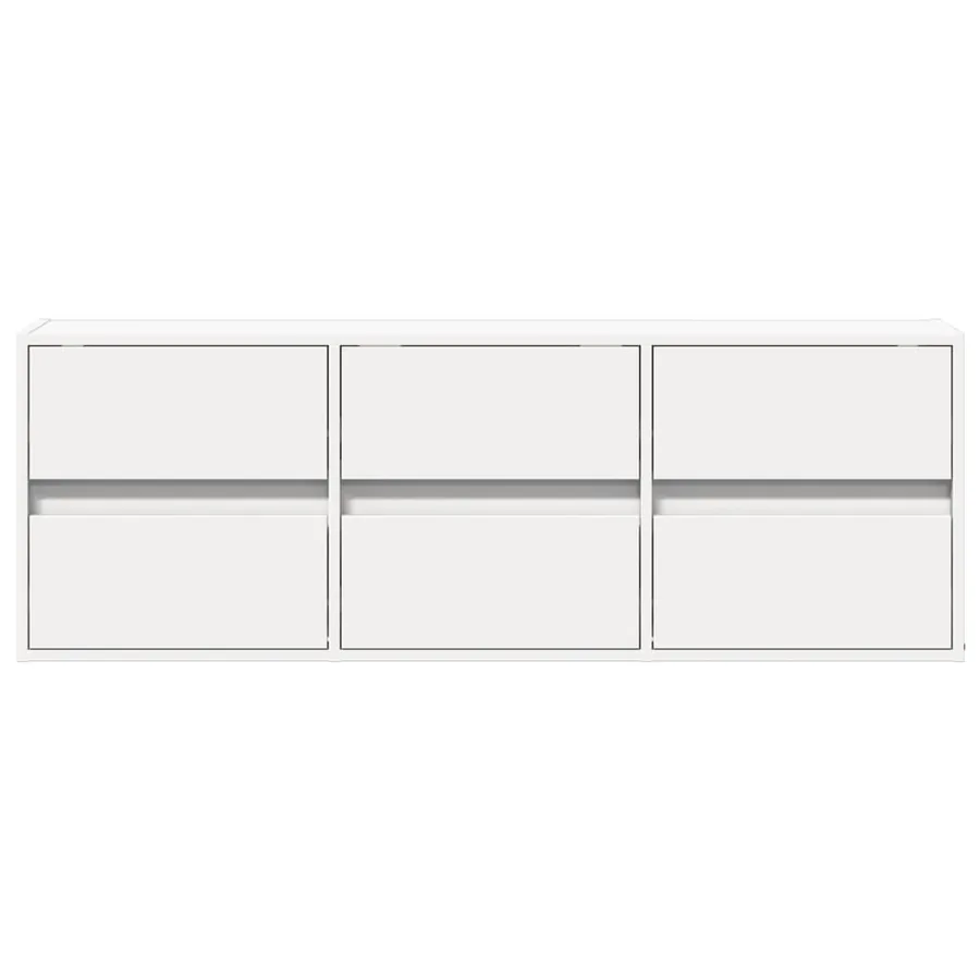 Meuble TV mural avec lumières LED blanc 130x31x45 cm - 6