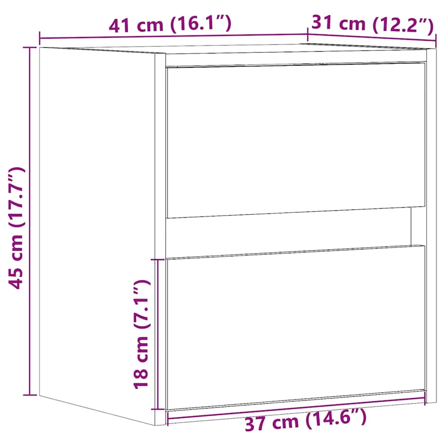 Meubles TV muraux lumières LED 2 pcs chêne marron 41x31x45 cm - 16
