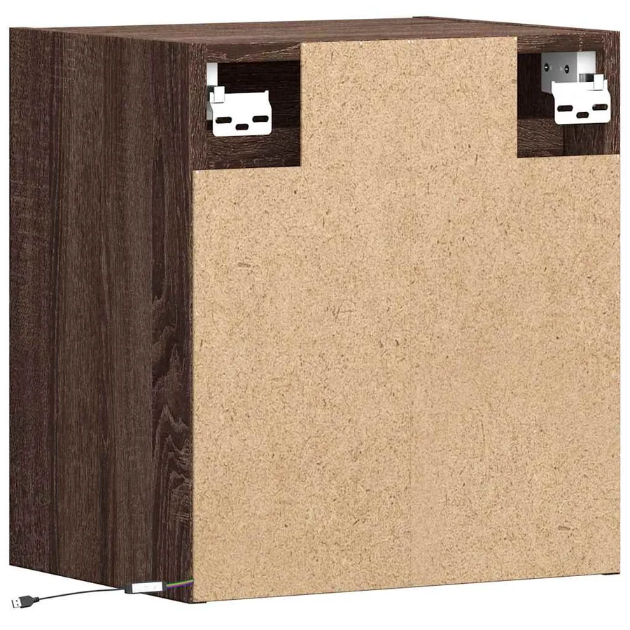 Meubles TV muraux lumières LED 2 pcs chêne marron 41x31x45 cm - 8