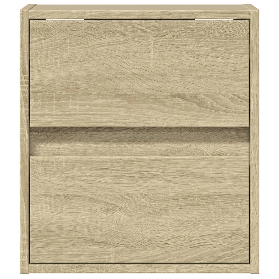 Tables de chevet murales avec lumières LED 2 pcs chêne sonoma - 6