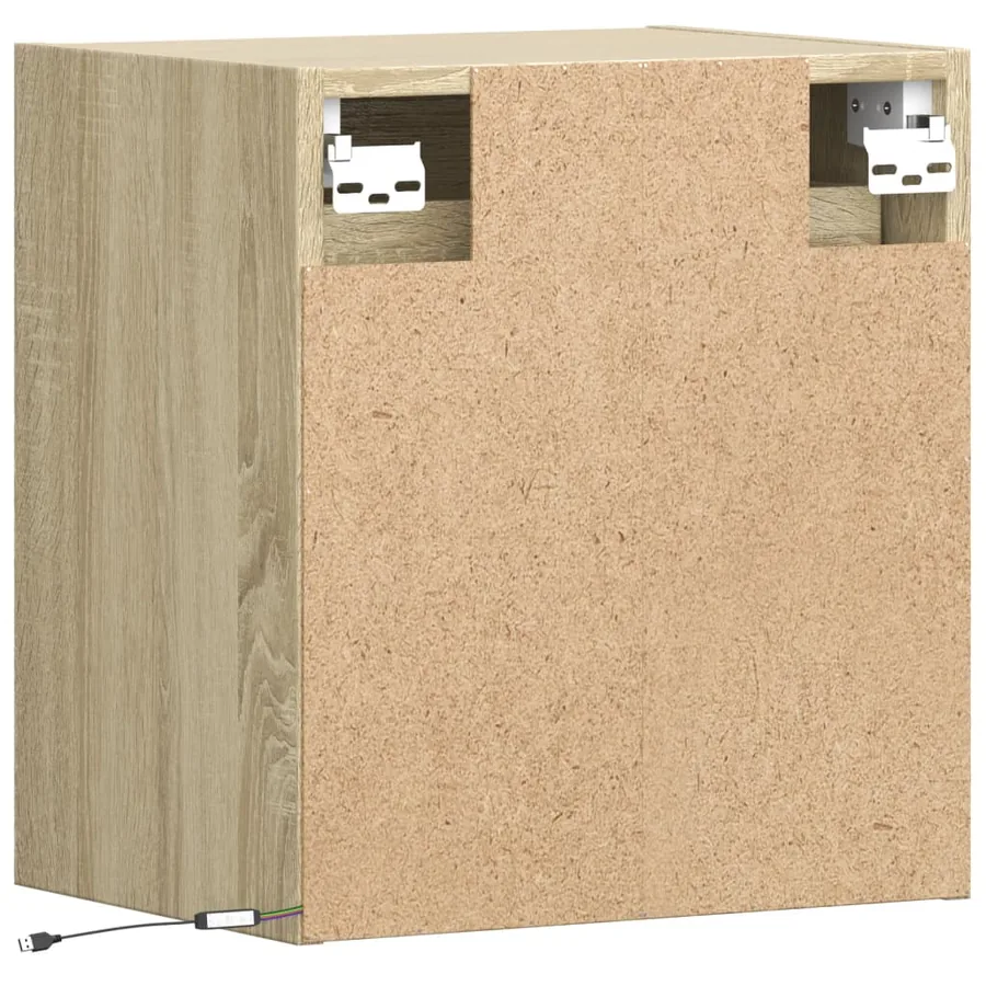 Tables de chevet murales avec lumières LED 2 pcs chêne sonoma - 8