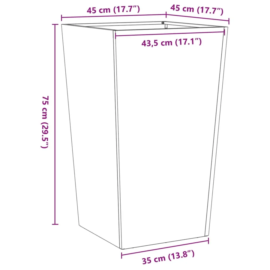 Jardinières 2 pcs 45x45x75 cm acier inoxydable - 12