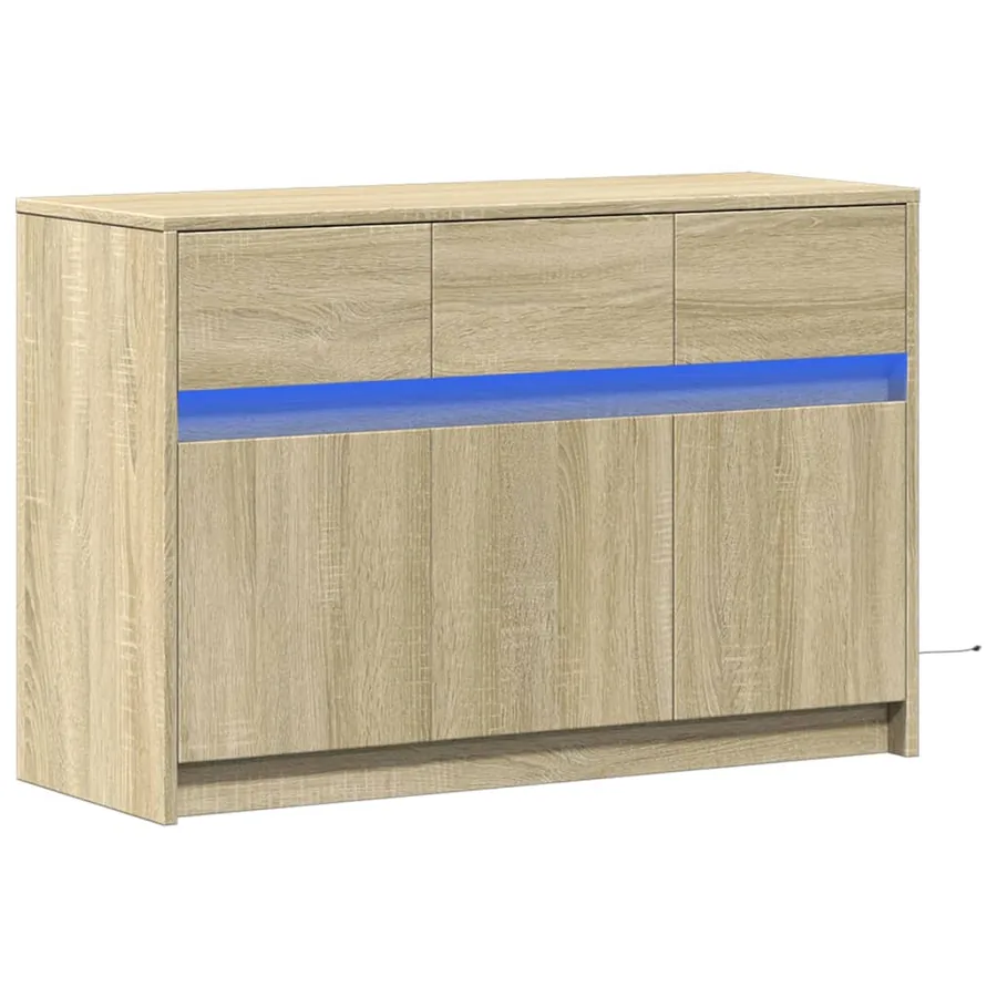 Meuble TV avec LED chêne sonoma 91x34x61 cm bois d'ingénierie - 3