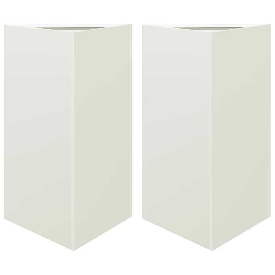 Jardinières 2 pcs blanc triangulaire 50x43x75 cm acier - 2
