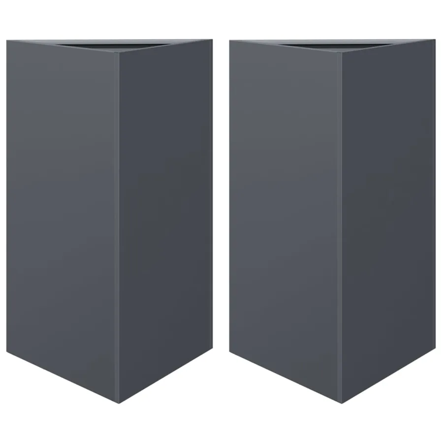 Jardinières 2 pcs anthracite triangulaire 50x43x75 cm acier - 2