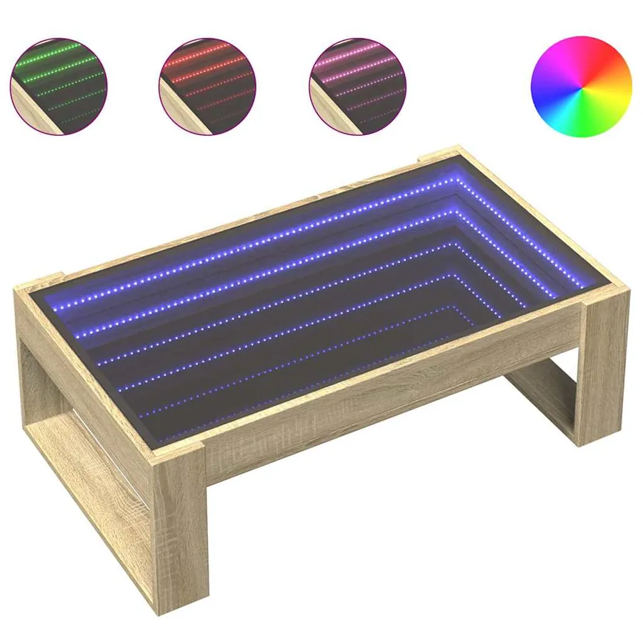 Table basse avec LED infini chêne sonoma 90x53x30 cm - 2