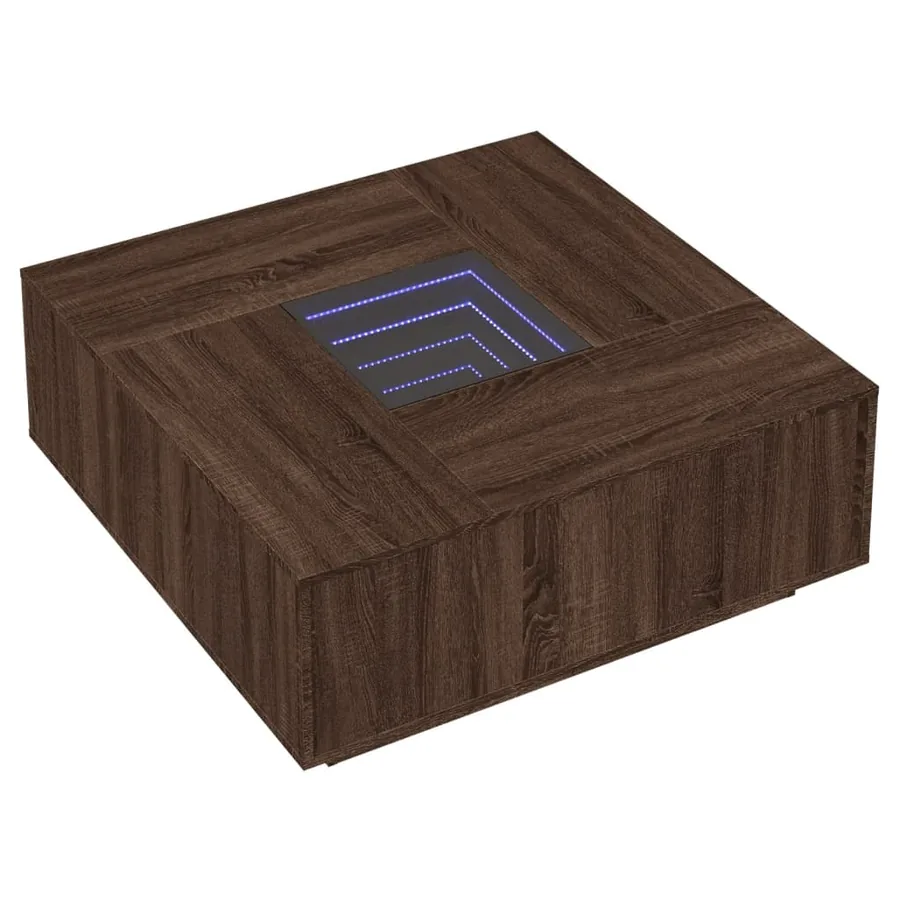 Table basse avec LED infini chêne marron 100x100x40 cm - 3
