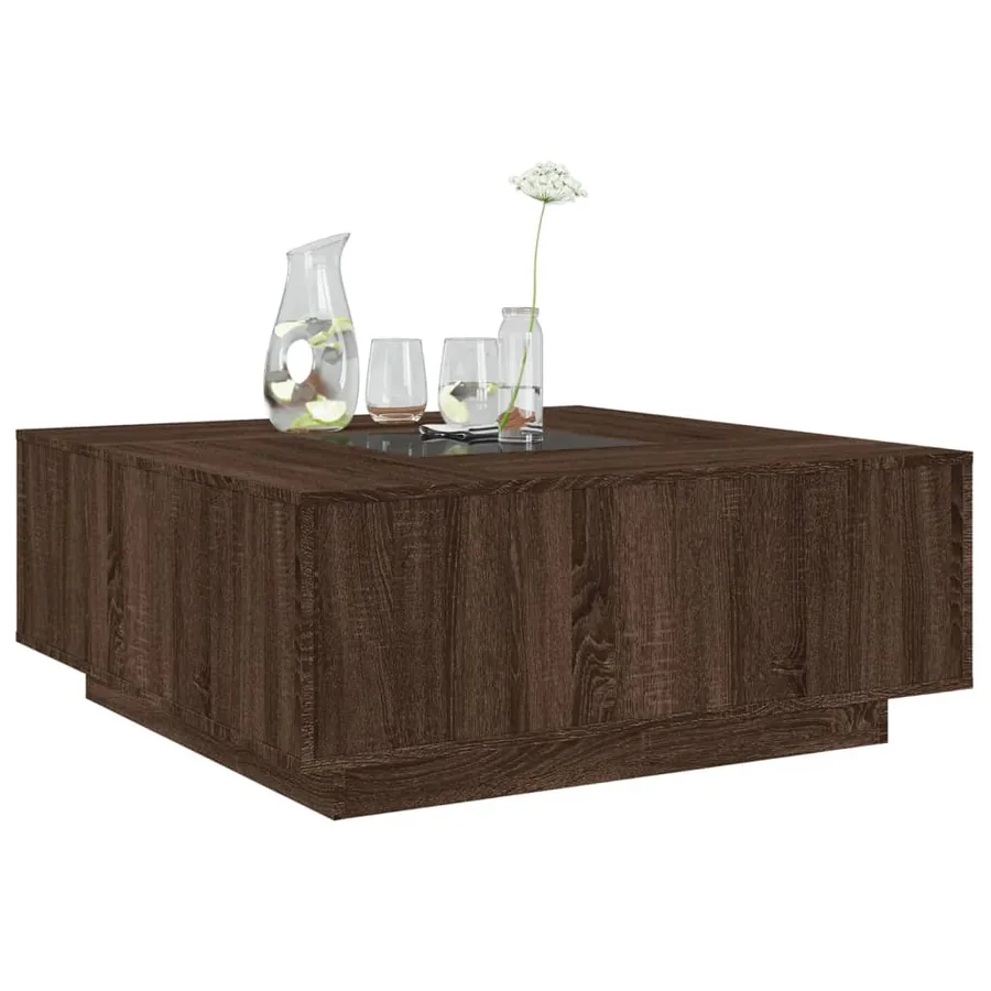 Table basse avec LED infini chêne marron 100x100x40 cm - 5