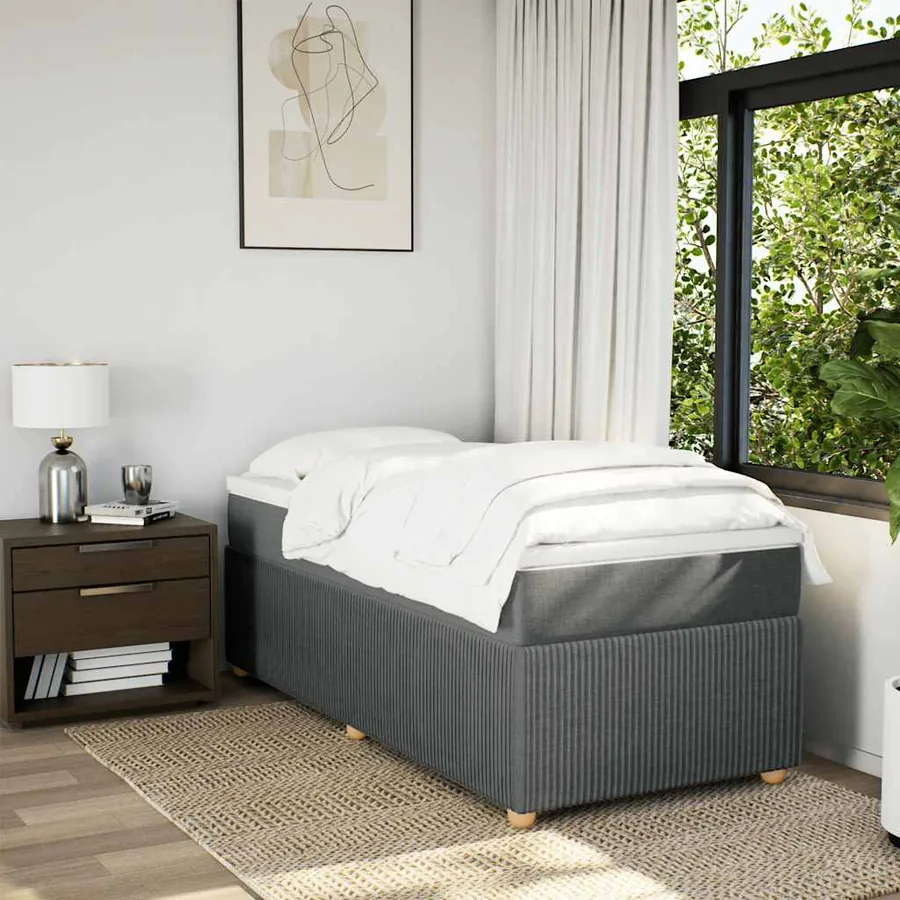 Sommier à lattes de lit avec matelas Gris foncé 90x200 cm Tissu - 3