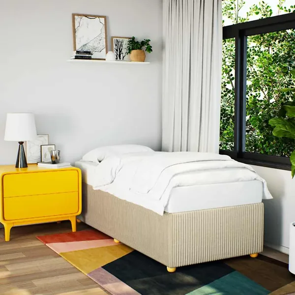 Cadre de lit sans matelas crème 100x200 cm tissu