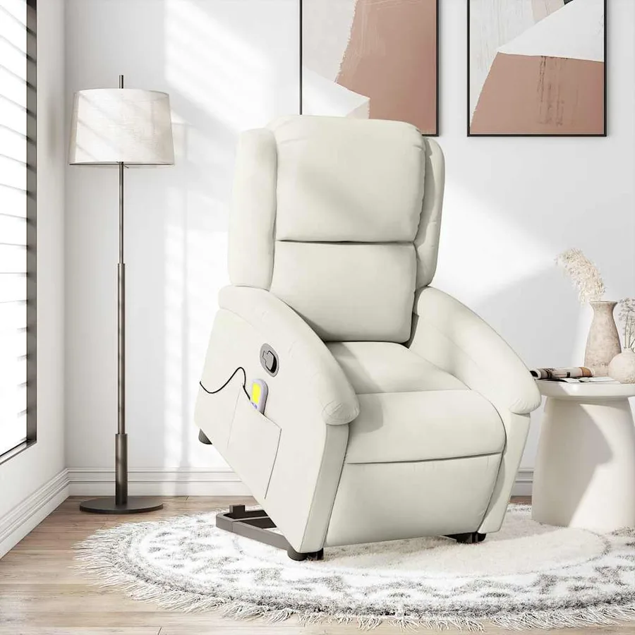 Fauteuil de massage inclinable Crème Velours - 15