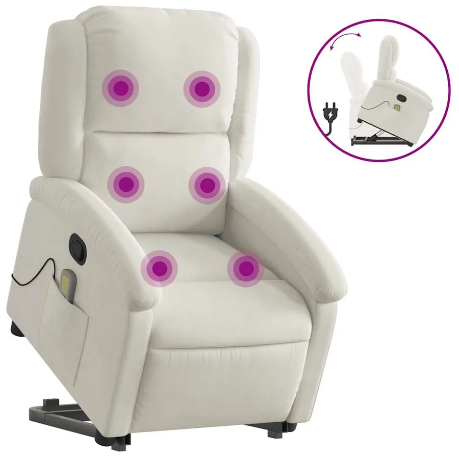 Fauteuil de massage inclinable Crème Velours - 2