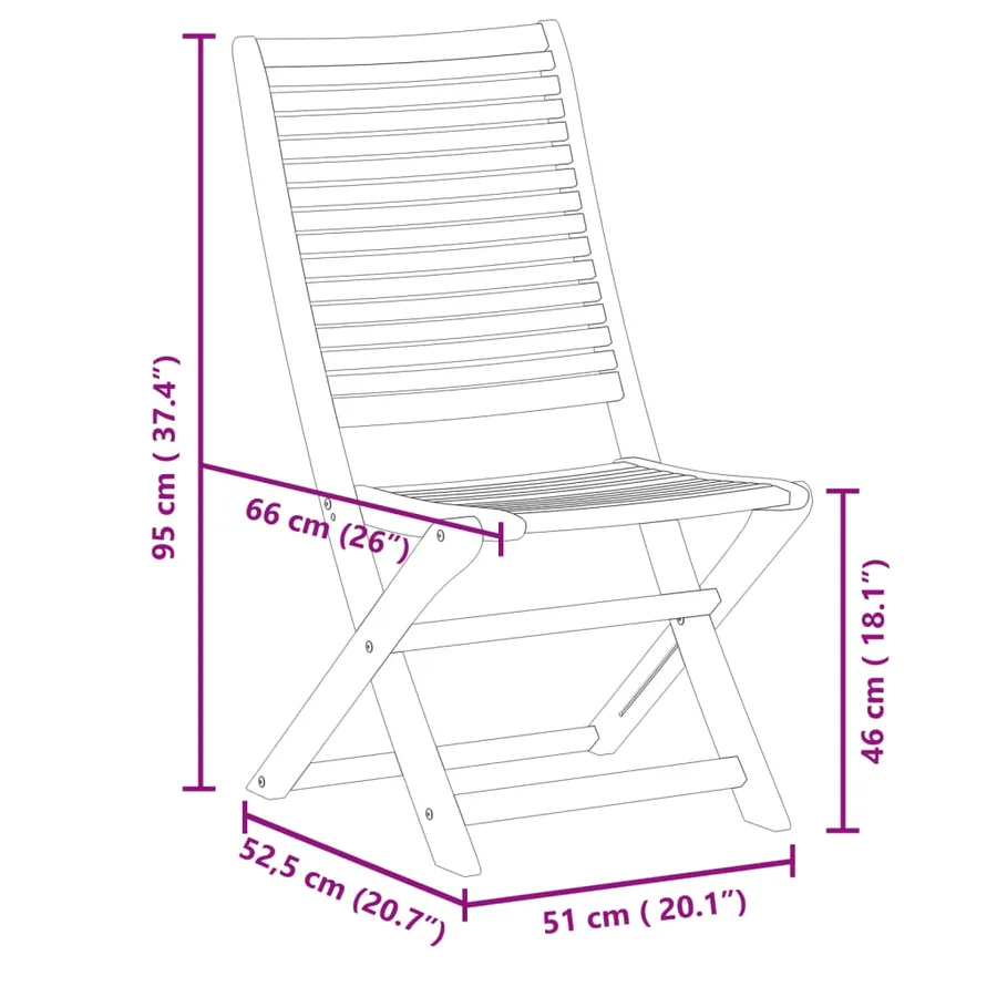 Chaises de jardin pliantes lot de 6 51x66x95 cm bois d'acacia - 9