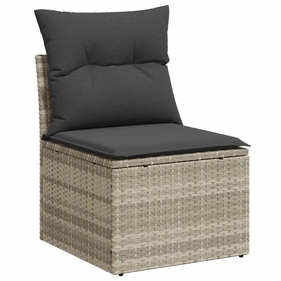 Salon de jardin 8 pcs avec coussins gris clair résine tressée - 4