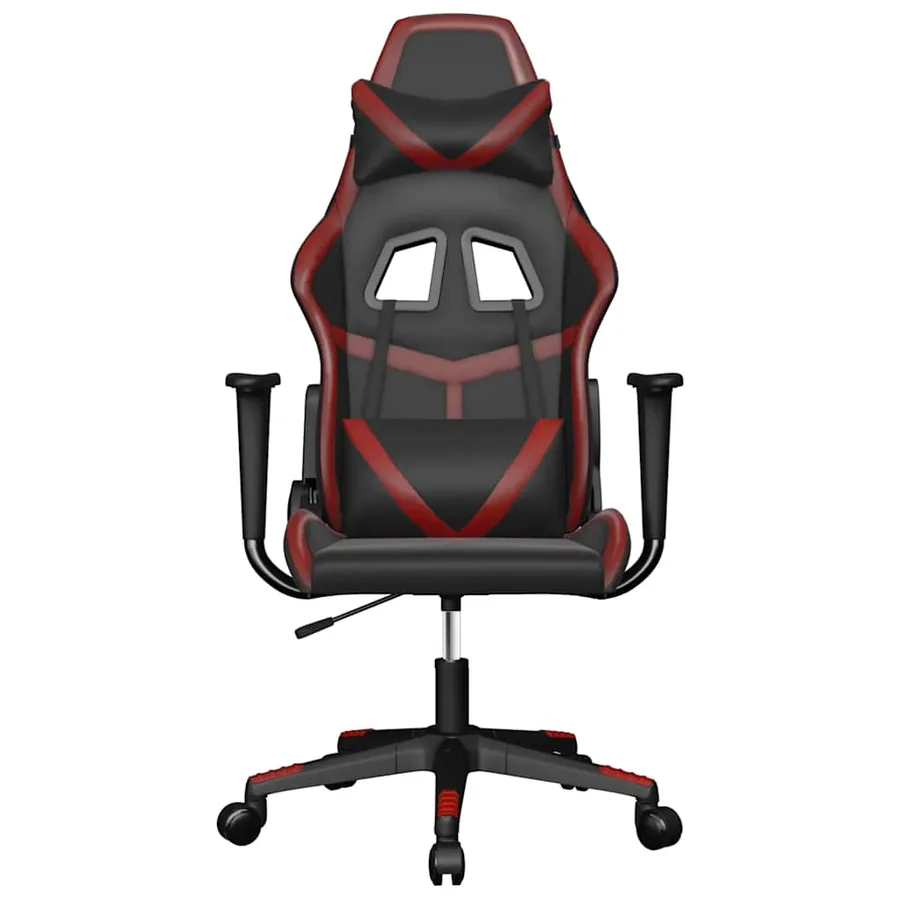 Chaise de jeu de massage Noir et rouge bordeaux Similicuir - 3