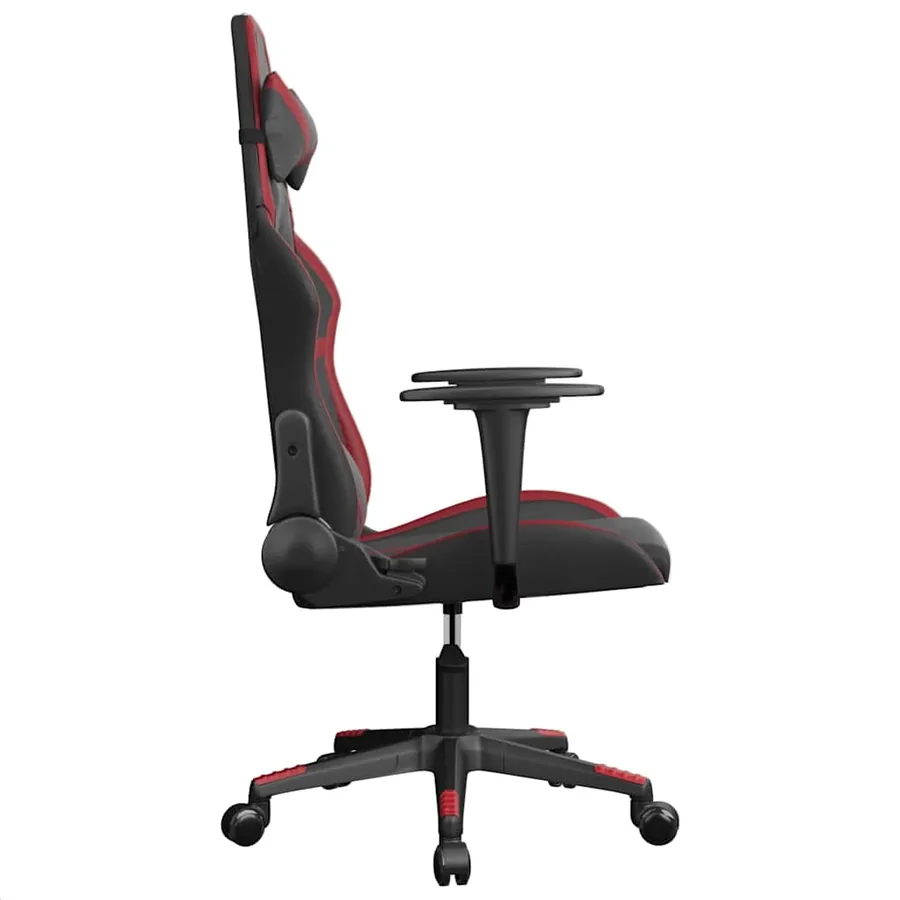 Chaise de jeu de massage Noir et rouge bordeaux Similicuir - 4