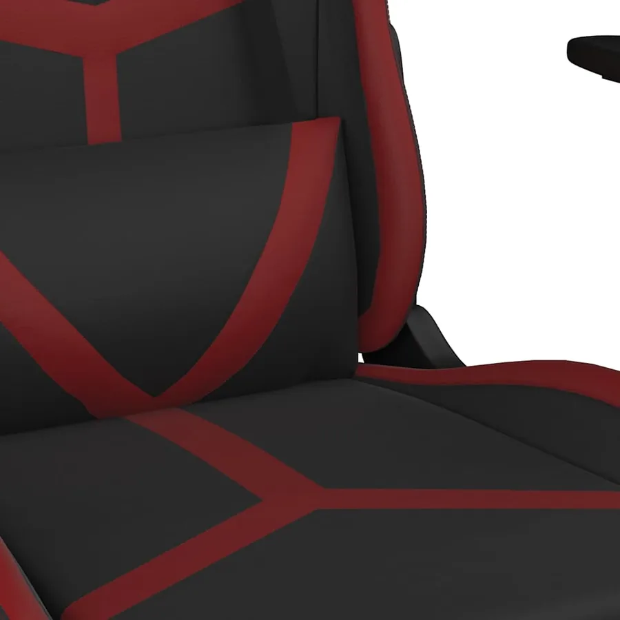 Chaise de jeu de massage Noir et rouge bordeaux Similicuir - 8