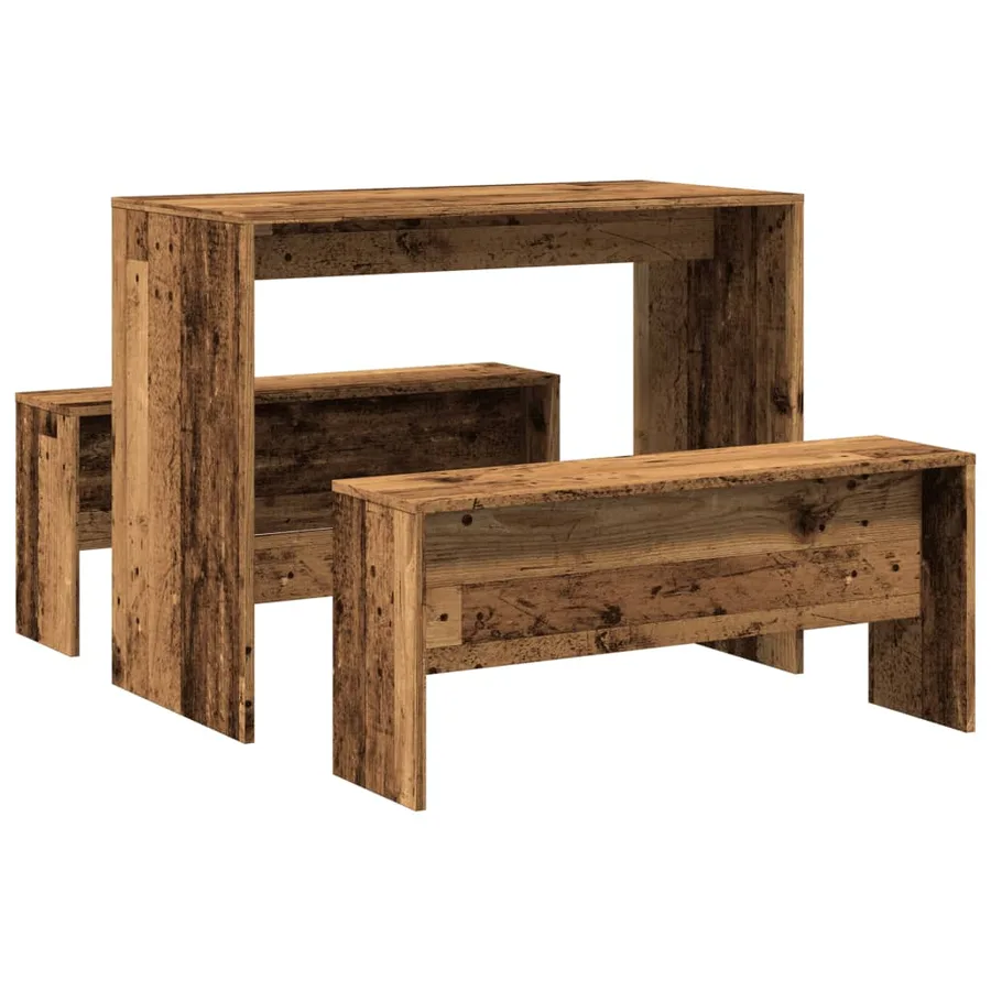 Ensemble table à manger et bancs 3 pcs bois d'ingénierie - 6