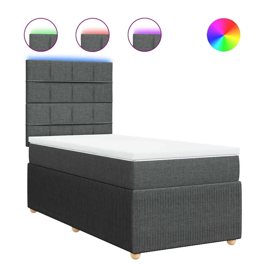 Sommier à lattes de lit avec matelas Gris foncé 80x200 cm Tissu - 2