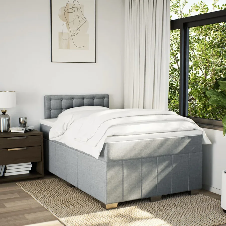 Sommier à lattes de lit avec matelas Gris clair 120x200cm Tissu - 3