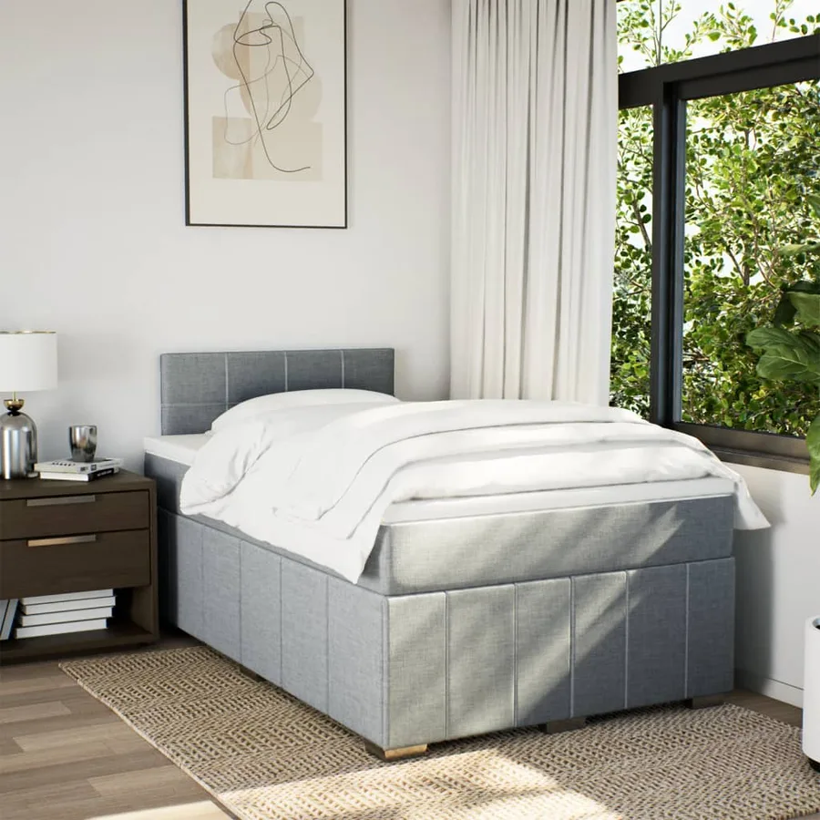 Sommier à lattes de lit avec matelas Gris clair 120x200cm Tissu - 3