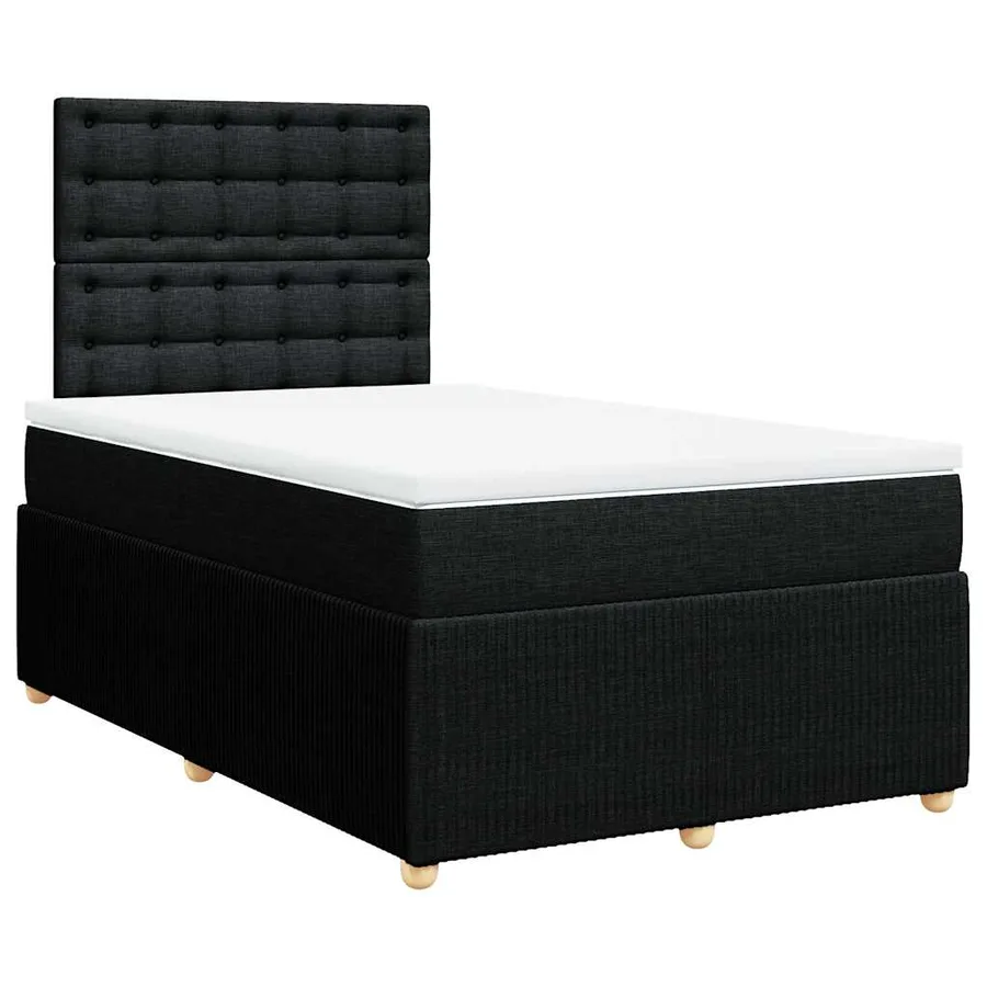 Sommier à lattes de lit avec matelas noir 120x190 cm tissu - 3