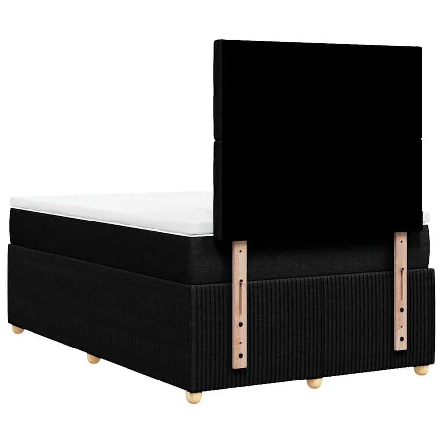 Sommier à lattes de lit avec matelas noir 120x190 cm tissu - 8