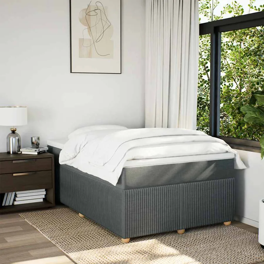 Sommier à lattes de lit avec matelas gris foncé 120x190cm tissu - 3
