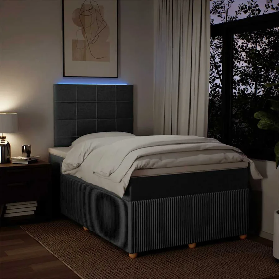 Sommier à lattes de lit avec matelas gris foncé 120x190cm tissu - 5