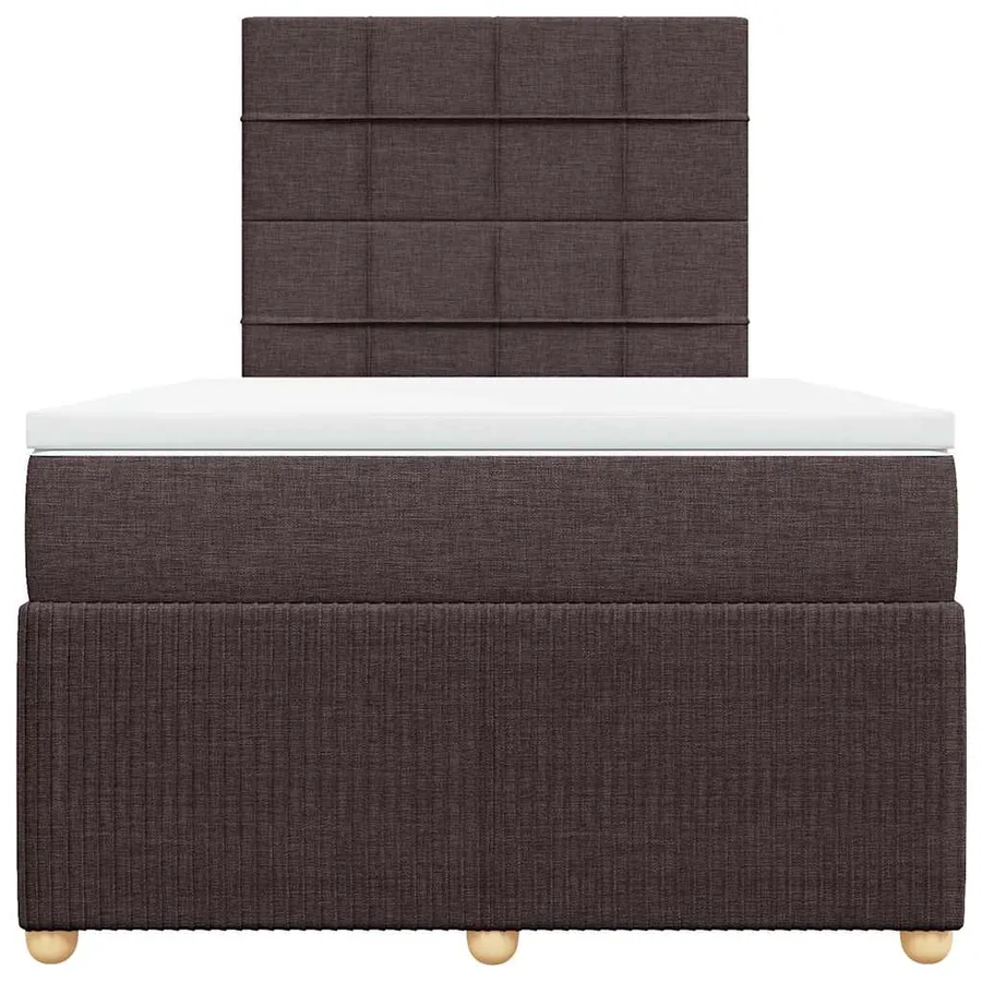Sommier à lattes de lit et matelas marron foncé 120x190cm tissu - 4