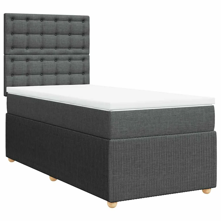 Sommier à lattes de lit avec matelas Gris foncé 90x200 cm Tissu - 3
