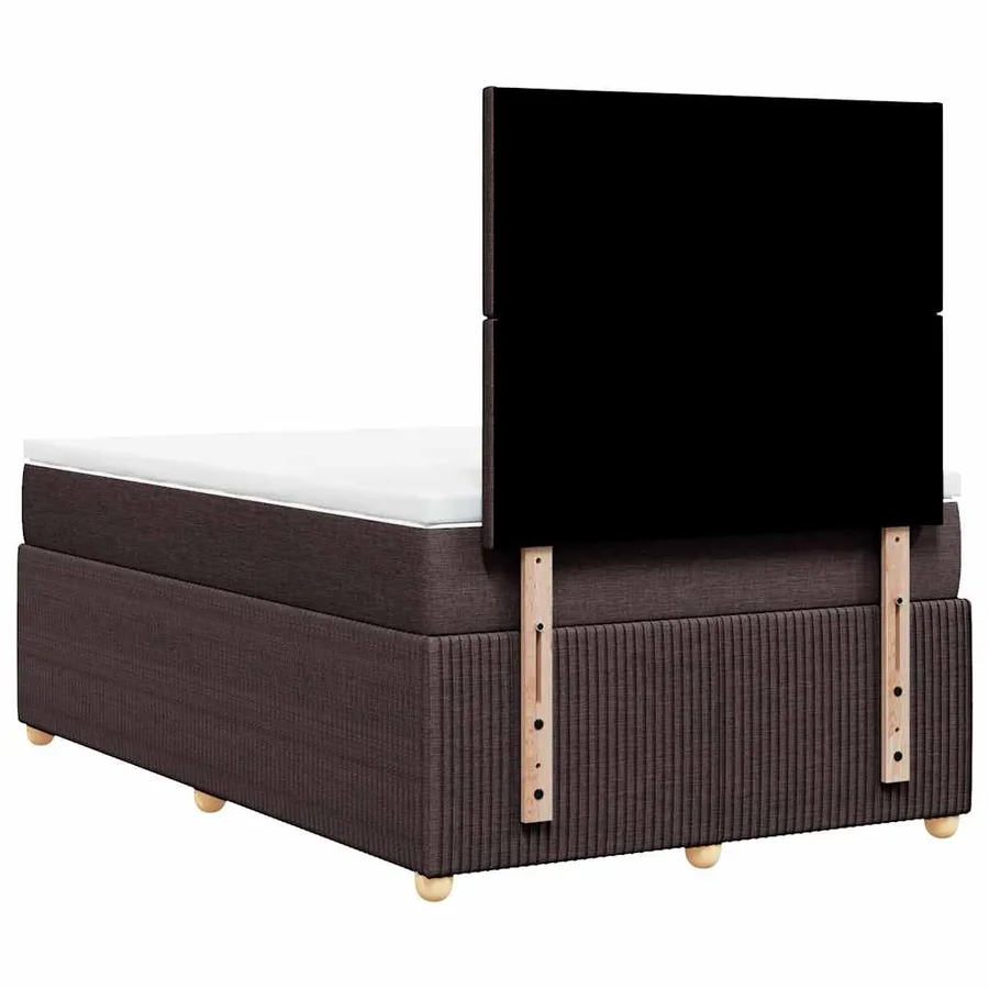 Sommier à lattes de lit et matelas marron foncé 120x190cm tissu - 6