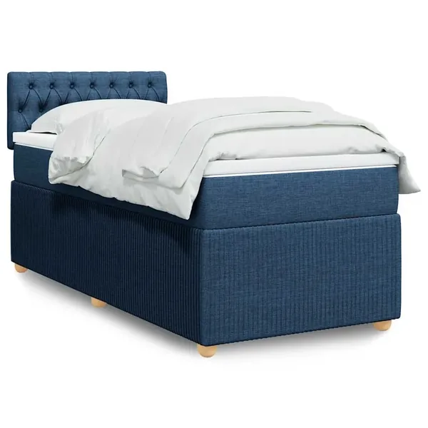 Sommier à lattes de lit avec matelas Bleu 90x200 cm Tissu