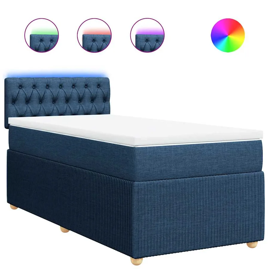 Sommier à lattes de lit avec matelas Bleu 90x200 cm Tissu - 2