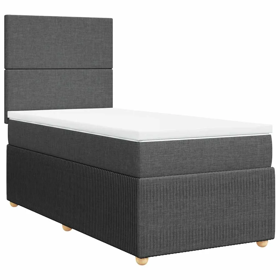 Sommier à lattes de lit avec matelas Gris foncé 100x200cm Tissu - 3