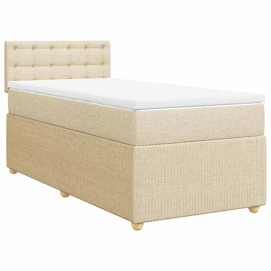 Sommier à lattes de lit avec matelas Crème 100x200 cm Tissu - 2