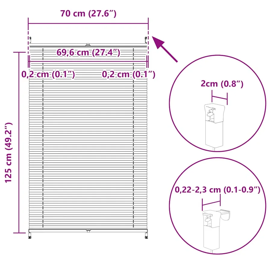 Store plissé 70x125 cm Blanc - 10