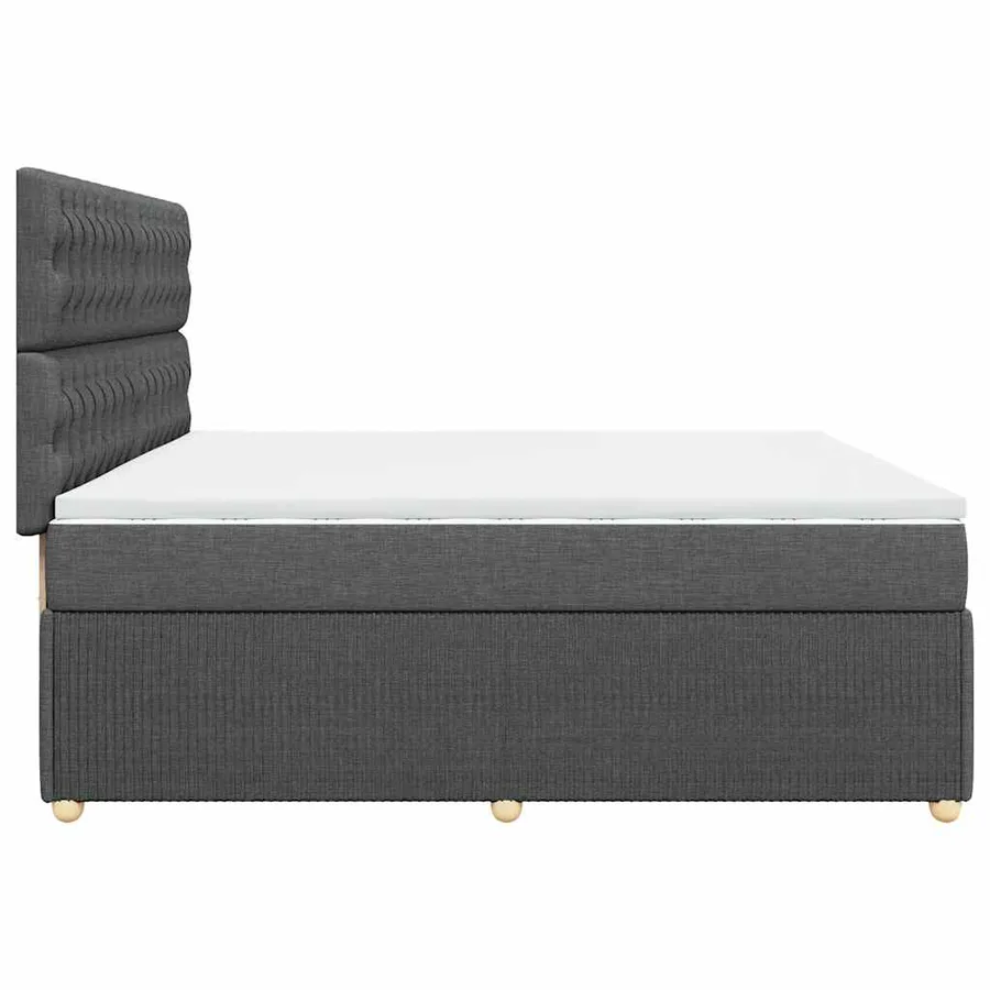 Sommier à lattes de lit avec matelas Gris foncé 200x200cm Tissu - 5
