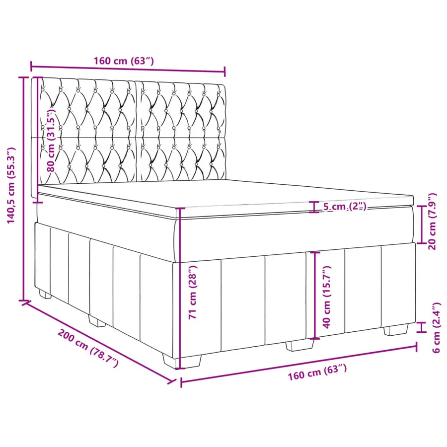 Sommier à lattes de lit avec matelas Gris foncé 160x200cm Tissu - 13