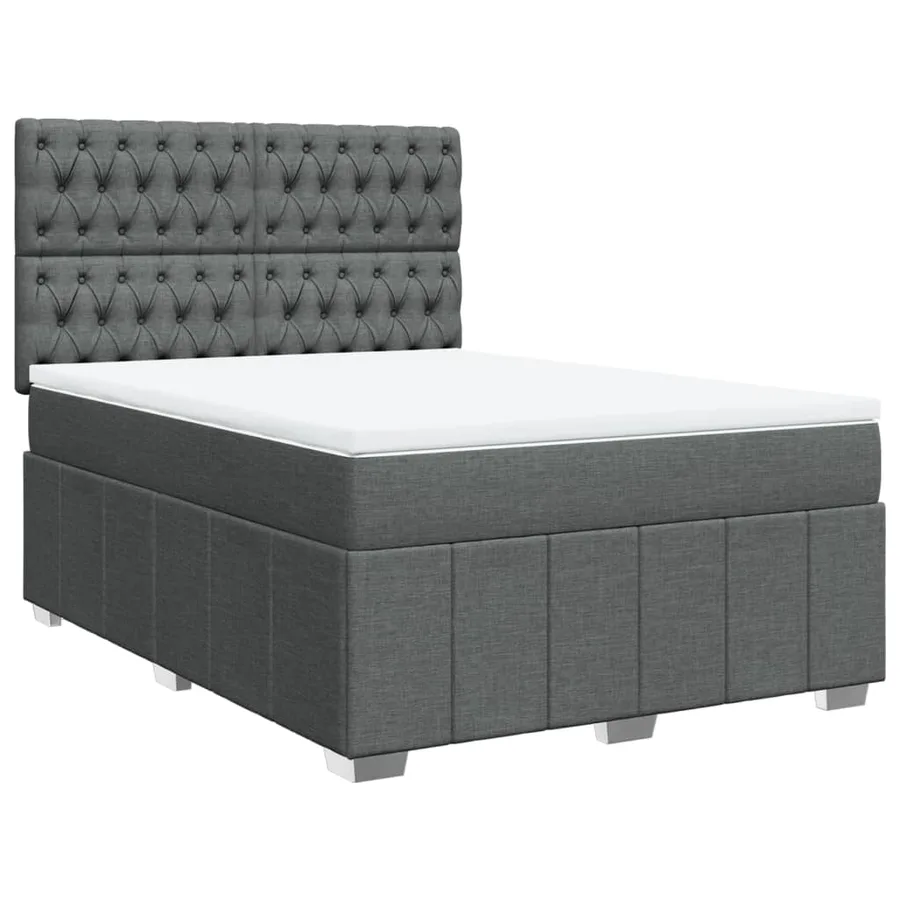 Sommier à lattes de lit avec matelas Gris foncé 160x200cm Tissu - 2