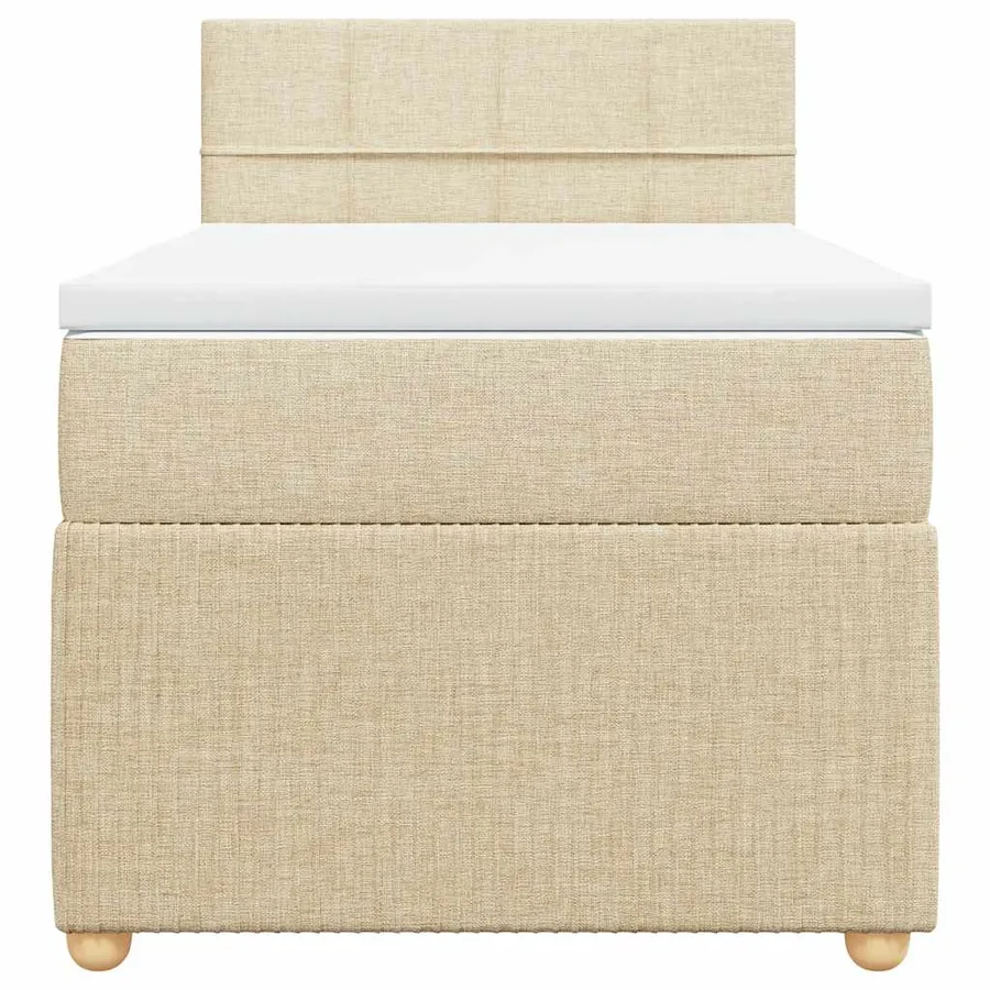 Sommier à lattes de lit avec matelas Crème 90x200 cm Tissu - 4