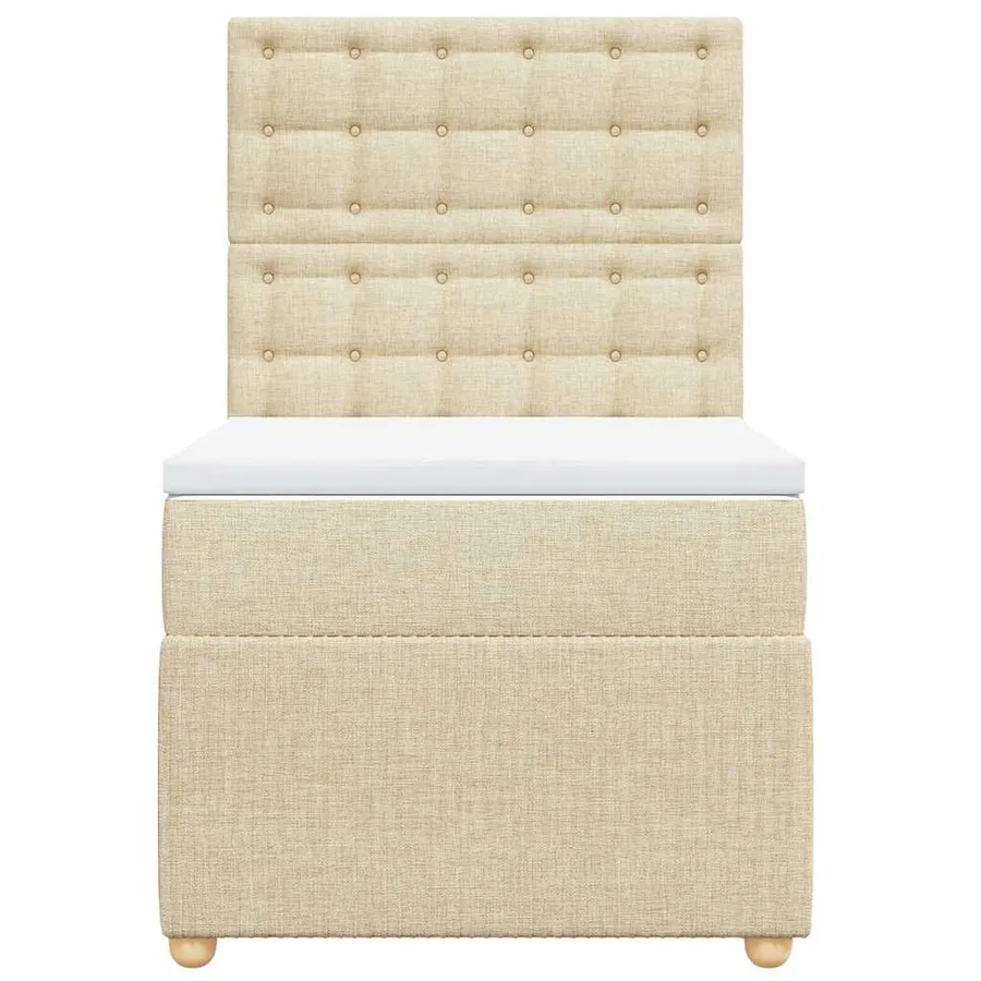 Sommier à lattes de lit avec matelas Crème 90x200 cm Tissu - 4