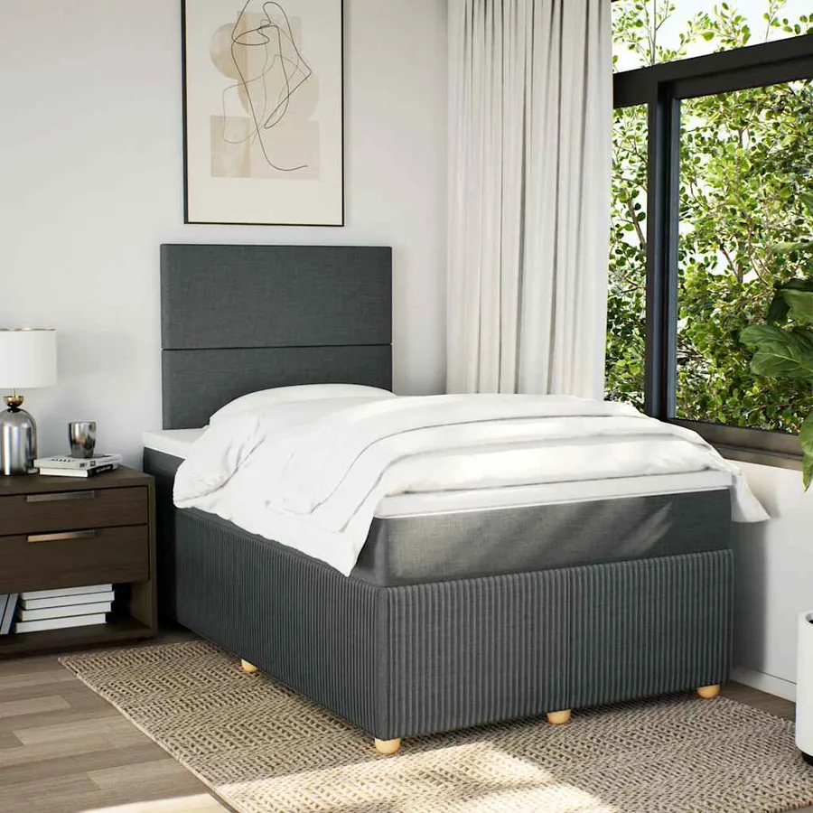 Sommier à lattes de lit avec matelas Gris foncé 120x200cm Tissu - 3