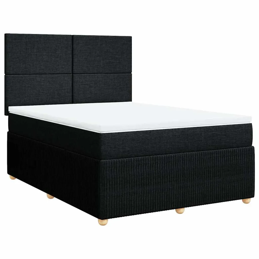Sommier à lattes de lit avec matelas Noir 140x200 cm Tissu - 2